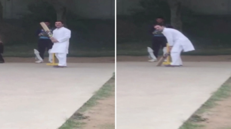 सियासी पिच छोड़ क्रिकेटर बने राहुल गांधी, नेट्स पर चौके-छक्के लगाने का वीडियो वायरल