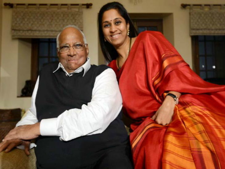 Supriya Sule with Sharad Pawar