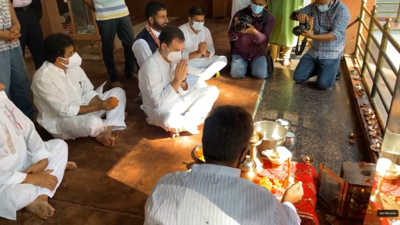 राहुल गांधी ने खीर भवानी मंदिर में पूजा