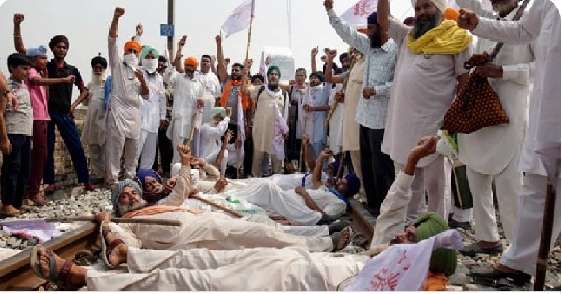 देशभर में किसानों का 'रेल रोको' आंदोलन शुरू