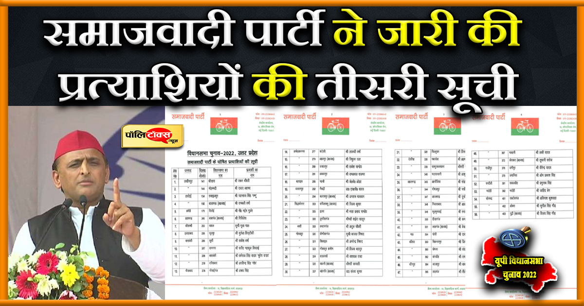 सपा ने जारी की प्रत्याशियों की सूची