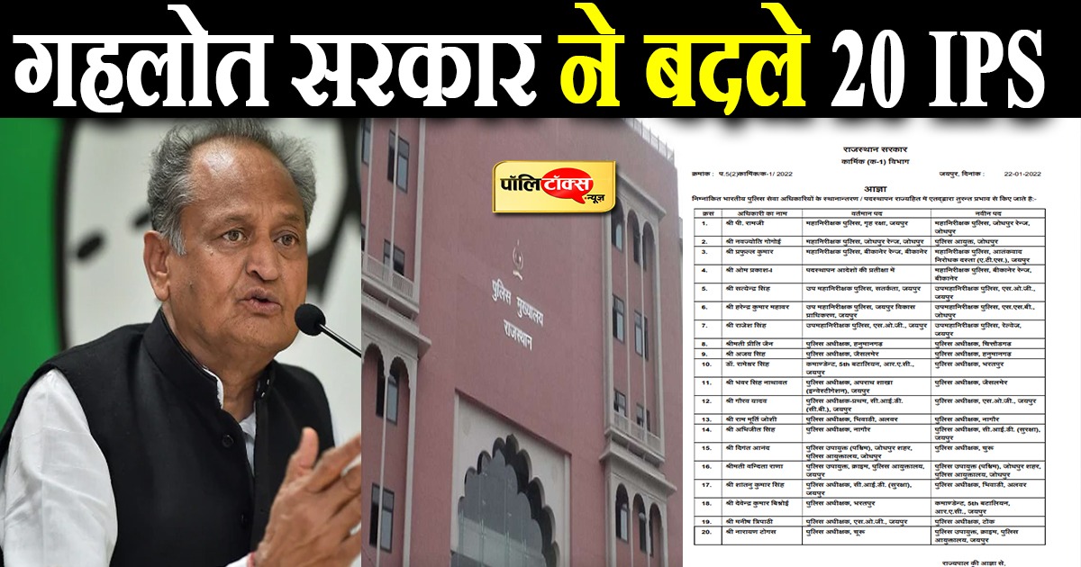 गहलोत सरकार का एक और बड़ा फेरबदल