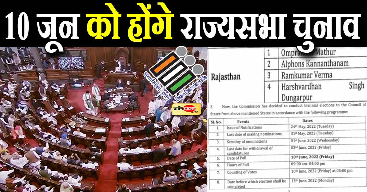 10 जून को होंगे राज्यसभा चुनाव