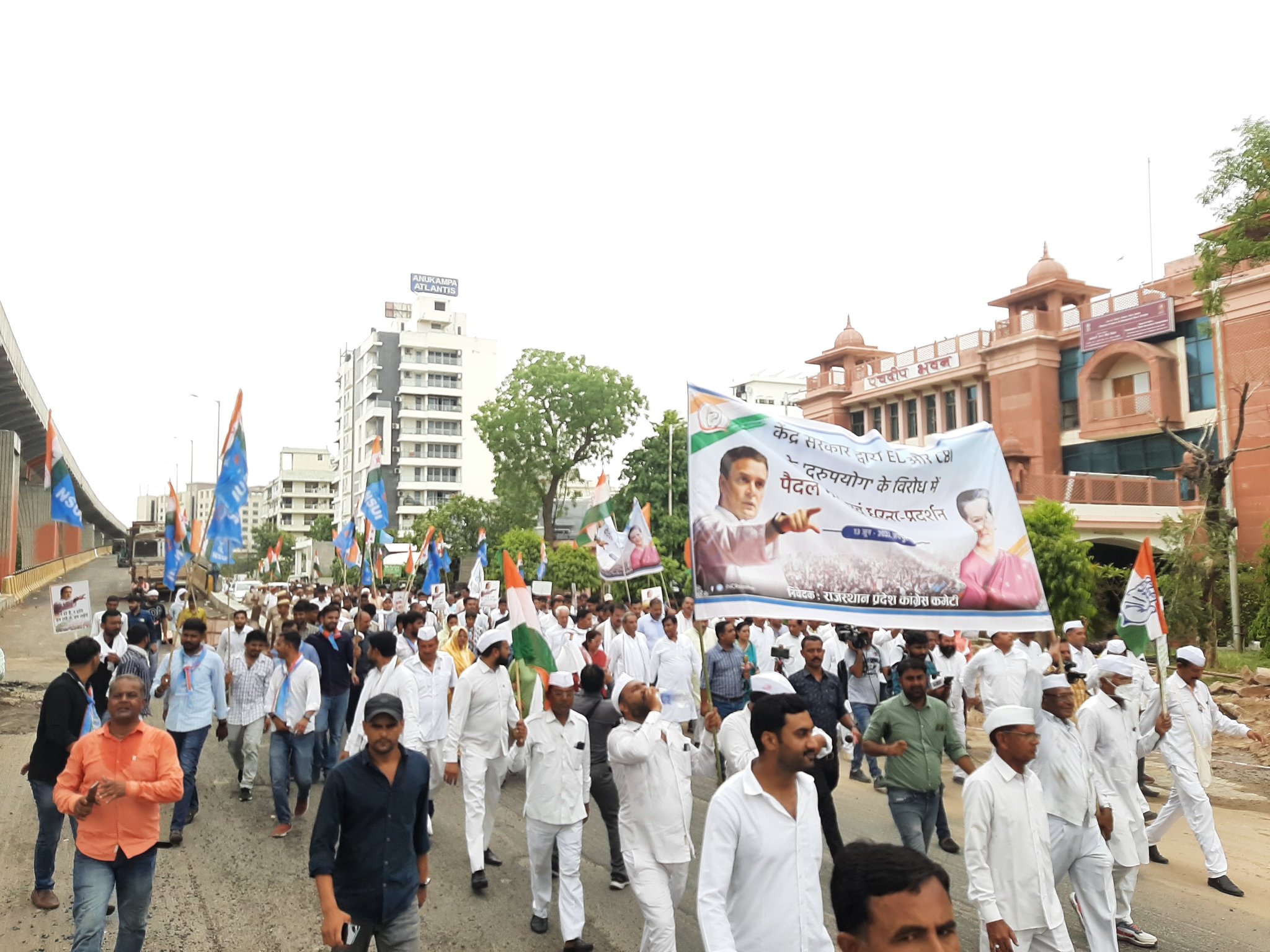 राजधानी जयपुर में ED के खिलाफ कांग्रेस का प्रदर्शन