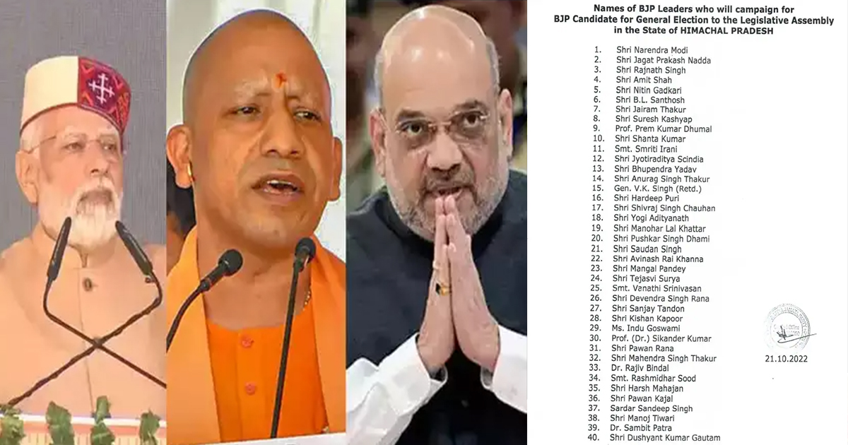 बीजेपी ने जारी की 40 स्टार प्रचारकों की सूची