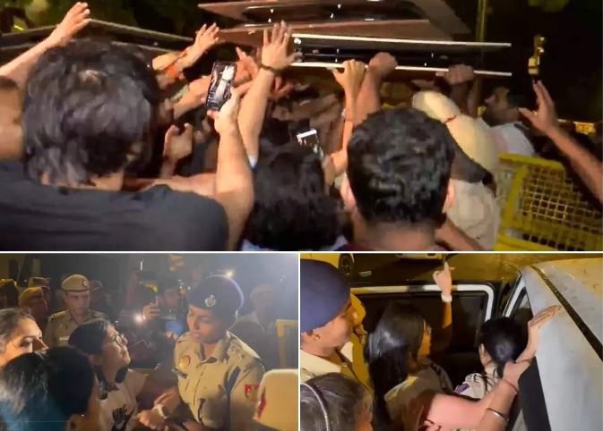 scuffle between police and wrestlers at jantar mantar