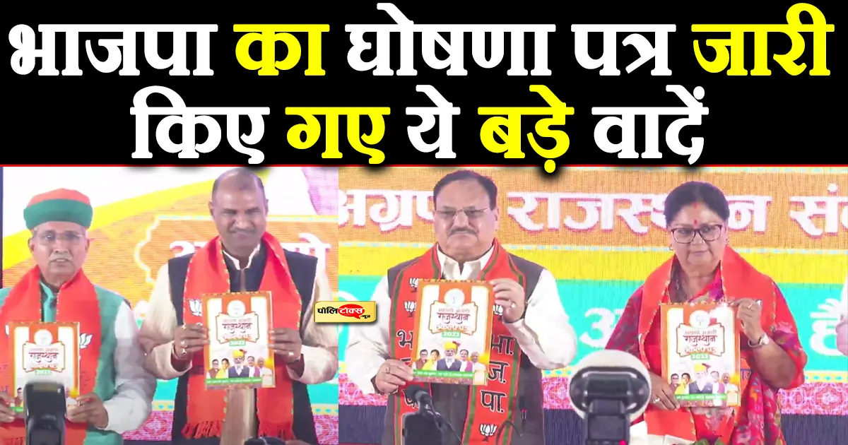 BJP's manifesto released in Rajasthan